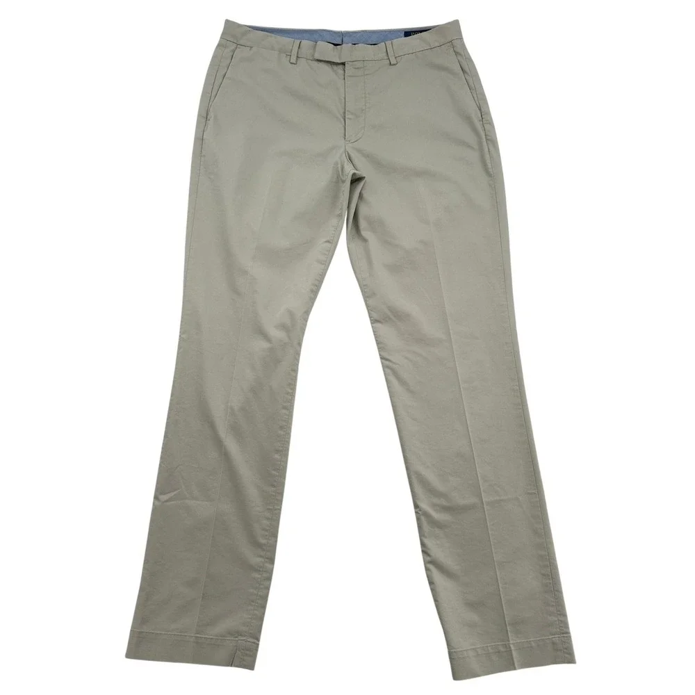 Polo Ralph Lauren Men  34x34 Stretch Straight Fit Chino Pants Tan Khaki Preppy
